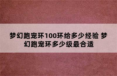 梦幻跑宠环100环给多少经验 梦幻跑宠环多少级最合适